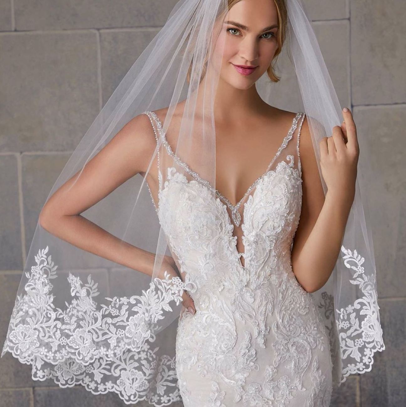 Model wearing Kathy's Bridal Veil
